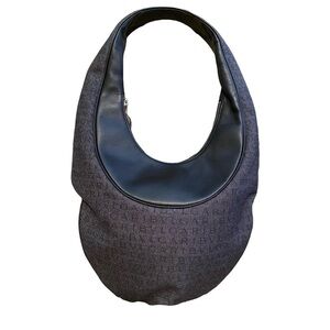 Bulgari Black Logo Jacquard Hobo with Leather Trim